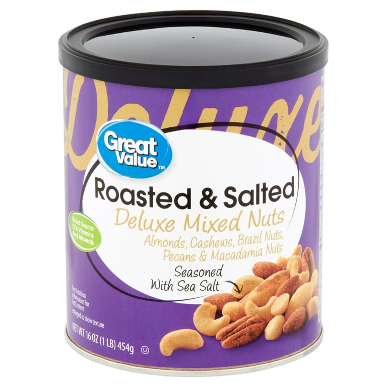 Great Value Roasted & Salted Deluxe Mixed Nuts, 16 oz - Walmart.com