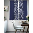thumbnail image 3 of Japanese Sheer Curtains 72 Inch Length 2 Panels Set, Navy Blue Country Flowers Leaves Aesthetic Voile Window Treatment Rod Pocket Curtains Sheers Drapes for Bedroom/Living Room/Kitchen 52"x72"x2, 3 of 7