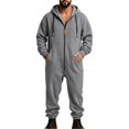 thumbnail image 5 of Ceisia Mens Loose Full Zip Hooded One Piece Jumpsuit Casual Sports Onesie Dark Gray L Gift, 5 of 9