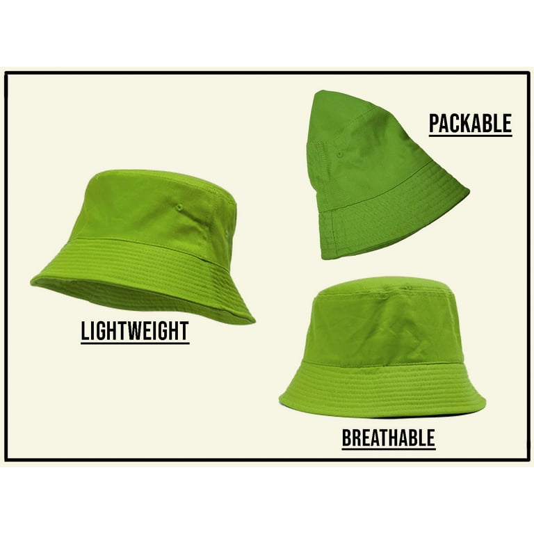 Bucket Hat For Men Women - Cotton Packable Fishing Cap, Apple Green S/M 