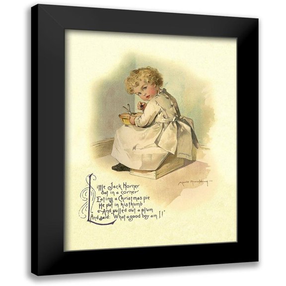 Humphrey, Maud 12x14 Black Modern Framed Museum Art Print Titled - Nursery Rhymes: Little Jack Horner