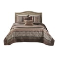 thumbnail image 2 of Madison Park Princeton 5-Piece Polyester Cotton Faux Silk Bedspread Set - Brown, 2 of 5