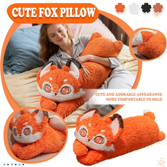 Long Orange Fox Pillow Plush Doll, Stuffed Animals Plush Toys, Plush Pillow Toys, Cute Plush Dolls, Christmas Gifts