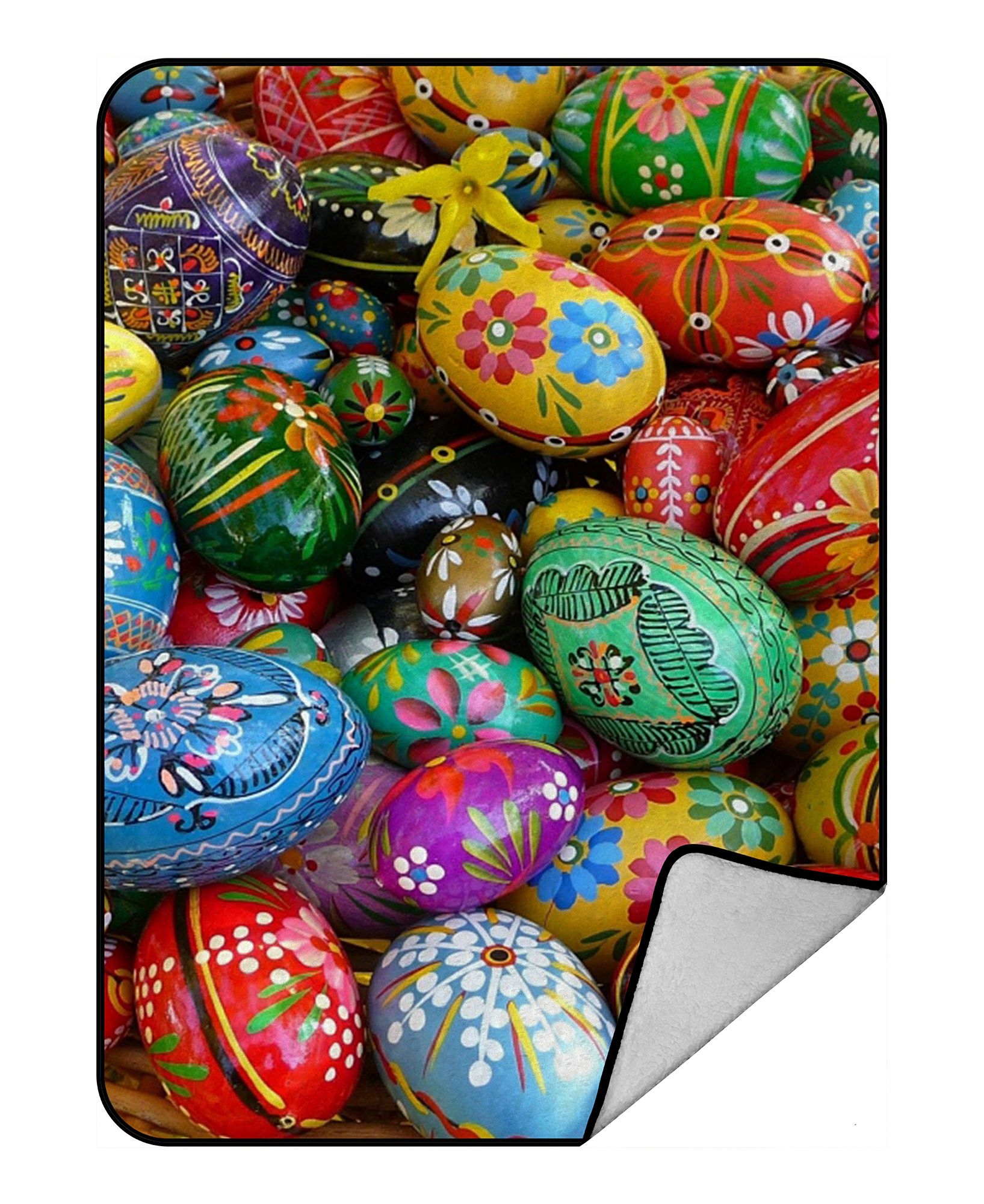 ZKGK Happy Easter Colorful Eggs Blanket Crystal Velvet Front and