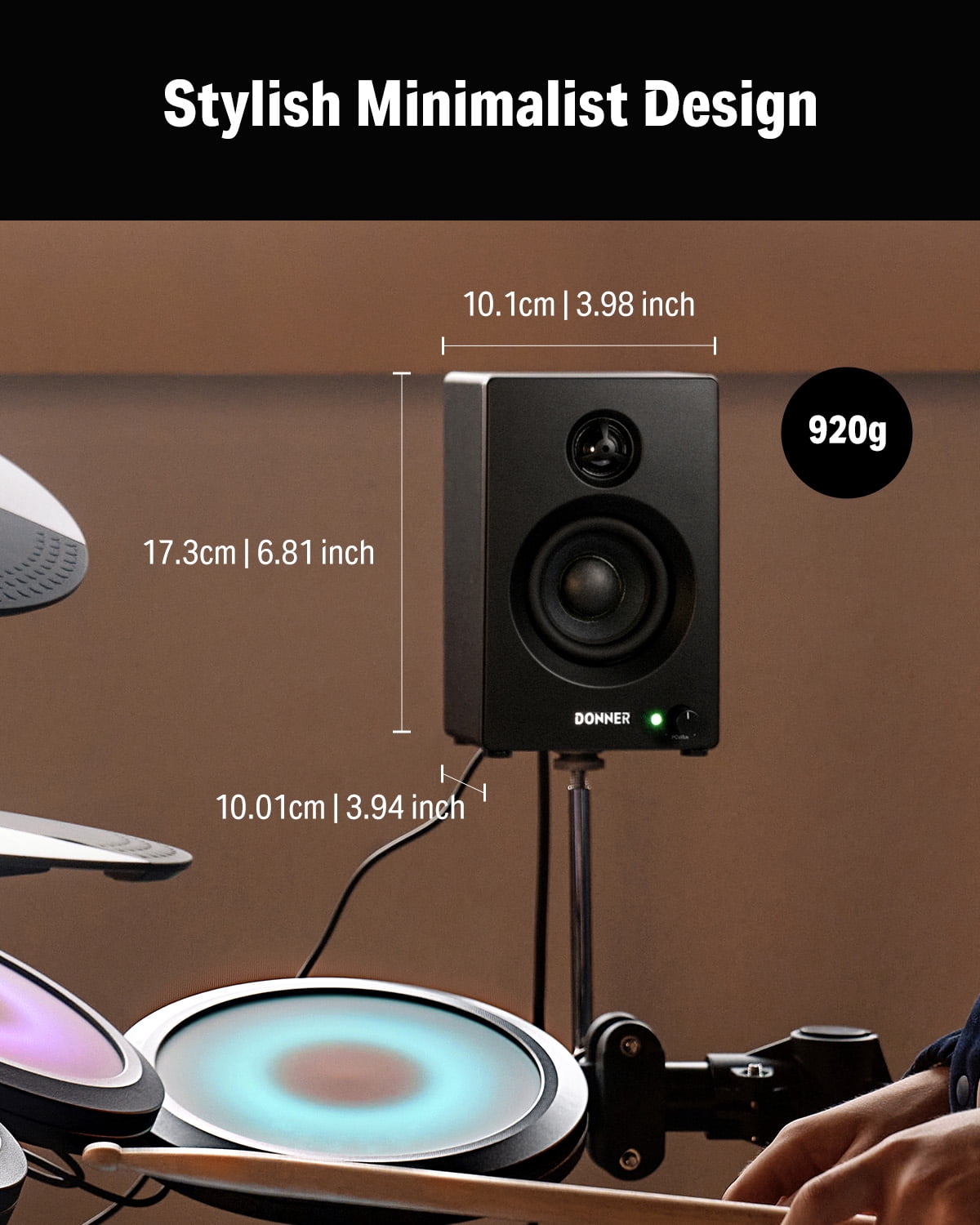 Donner 20W RMS Mini Electric Drum Amp 3“ Woofer 80W Peak Power,Bluetooth Wireless Amplifier for Practice