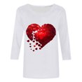 thumbnail image 5 of VKOYWKM Womens Valentine's Day Shirts Heart Print Tees Cute Tops Holiday 3/4 Sleeve T Shirts Casual Crew Neck Romantic Tshirts, 5 of 5