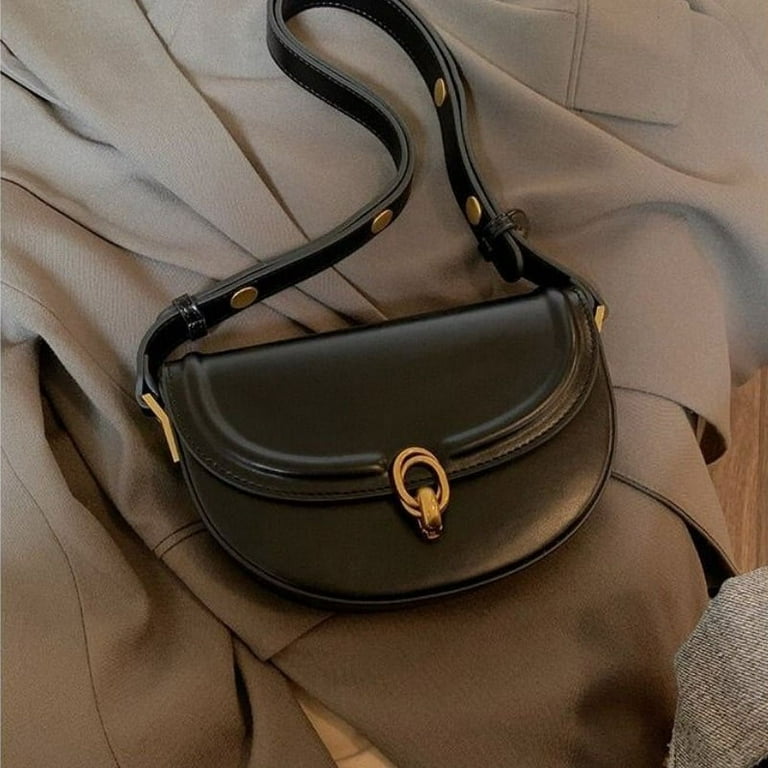 Vintage Saddle Crossbody Bags , Trend Designer Semicircle Shoulder Bag ,Women PU Leather Ladies