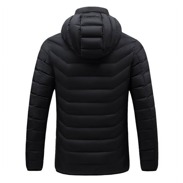 Feancey Heated Down Jackets for Men Solid Casual Hooded Puffer