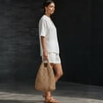 thumbnail image 5 of Lumtrix Womens Linen 2 Piece Sets V-Neck Shirt And Shorts Linen Cotton Two-Piece Set Dressy Casual Loose Fit Travel Matching Outfits White L, 5 of 5