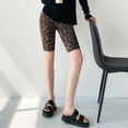 thumbnail image 4 of Women Leopard Print Biker Shorts, High Waist Tummy Control Butt Lift Workout Shorts, 4 of 9