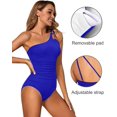 thumbnail image 2 of SURJDE One Shoulder One Piece Swimsuit for Women Tummy Control Bathing Suits Modest Full Coverage Keyhole Swimwear, 2 of 6
