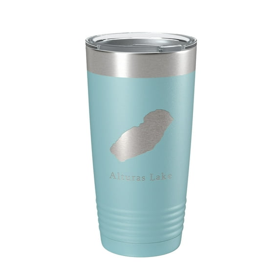 Alturas Lake Map Tumbler Travel Mug Insulated Laser Engraved Coffee Cup Idaho 20 oz Light Blue