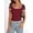 Wine Red, variant on PRETTYGARDEN Women's Summer Short Sleeve T Shirts Ribbed Knit Square Neck Color Block Slim Fit Basic Casual Crop Tops Blouses