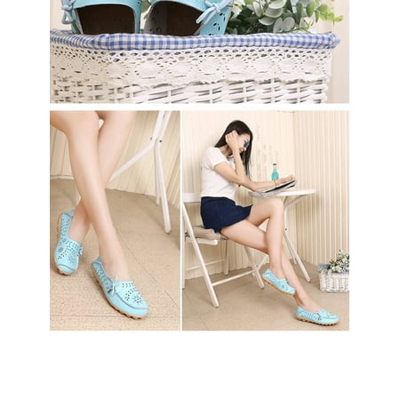 Lace Up Patent Leather Pumps - NK FASHION Women's Genuine Leather Cowhide Shoes Wide Ballet Flats Shoes Lace Up Casual Driving Shoes Summer Autumn