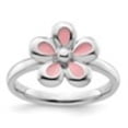 thumbnail image 4 of Auriga Fine Jewelry 925 Sterling Silver Polished Pink Enameled Flower Ring for Women Size 5, 4 of 6