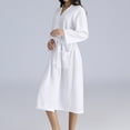 thumbnail image 4 of HAiming Robes for Women Winter Warm Solid Color Long Sleeve Bathrobes Belted Casual Nightgown Loungewear with Pocket, 4 of 5