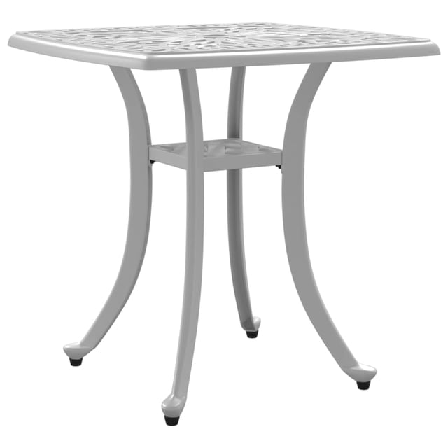 Mesa de patio VidaXL de aluminio fundido blanco de 53 x 53 cm con orificio para sombrilla