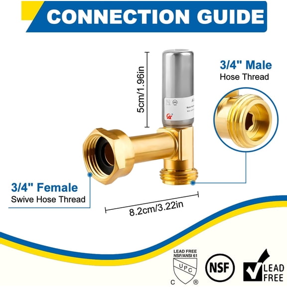 YNTVV-Water Hammer Arrestor for Washing Machine, 3/4 Inch Swivel FHT x 3/4 Inch MHT, Stainless Steel Angle Hammer Arrestor, Fittings of Metal for Pipes Applicable for Garden Hose and Plumbing(Pack of