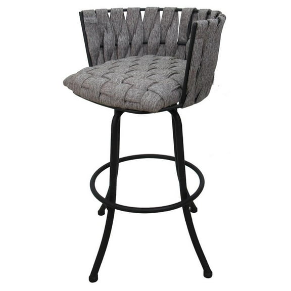 Metalona Counter 26" Metal Bar Stool - Mojave Grey - Black Base