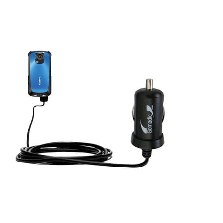 Gomadic Intelligent Compact Car / Auto DC Charger suitable for the Sony Bloggie TS-22 Sport - 2A / 10W power at half the size. Uses Gomadic TipExchang