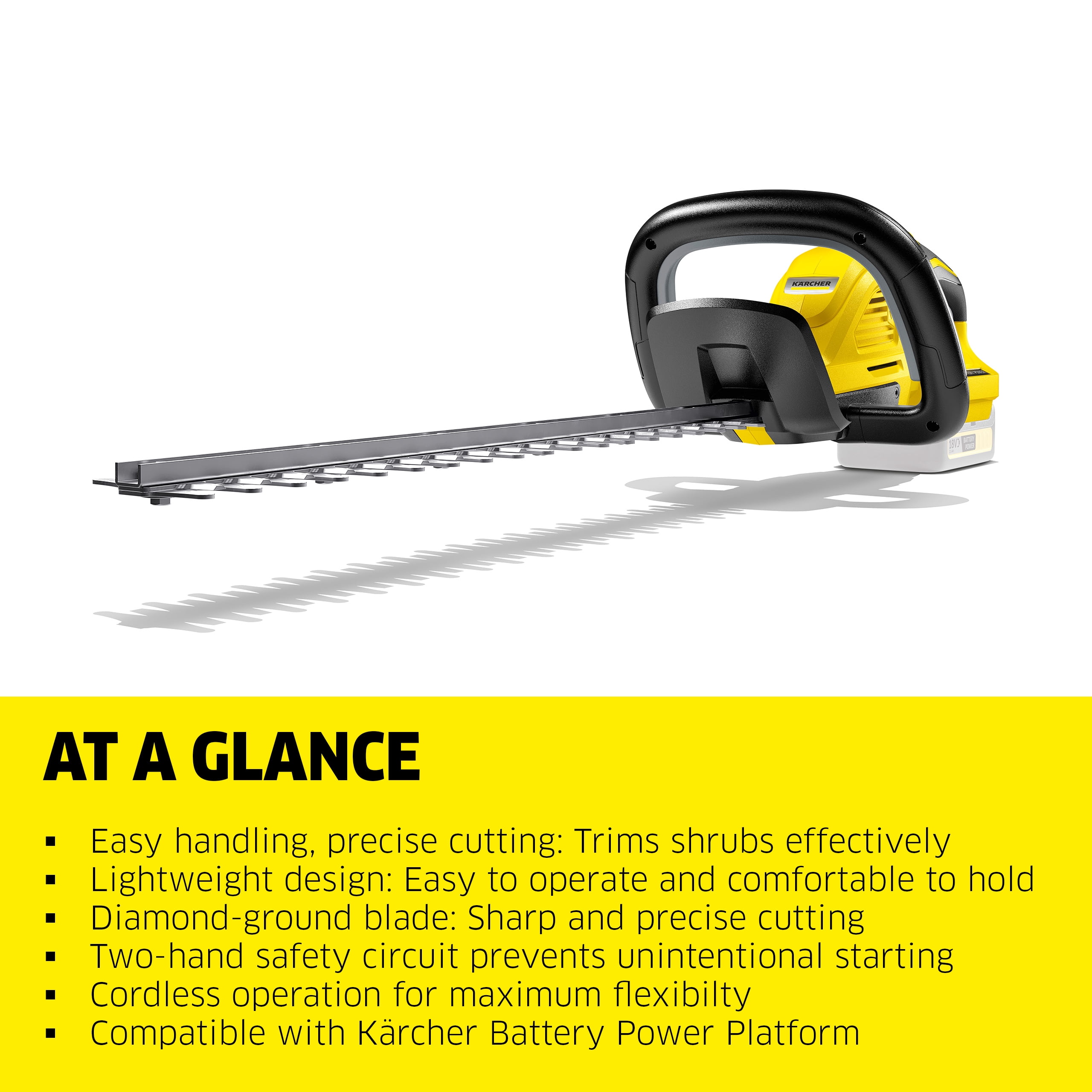 Karcher Cordless Hedge Trimmer, HGE 18-45, rotating handle - Tool Only