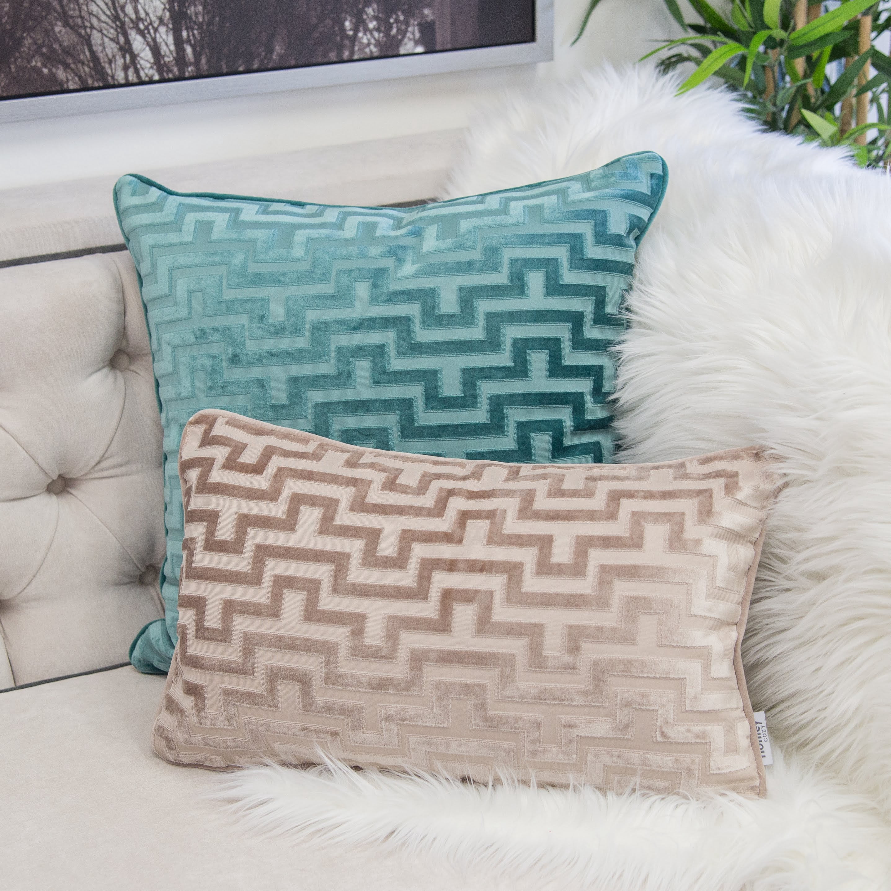 Kean Tan Geometric Polyester 12 in. x 20 in. Throw Pillow