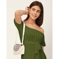thumbnail image 5 of Moomaya Off Shoulder Solid Rayon Gathered Dress - Women's Trendy Casual Dress, 5 of 9