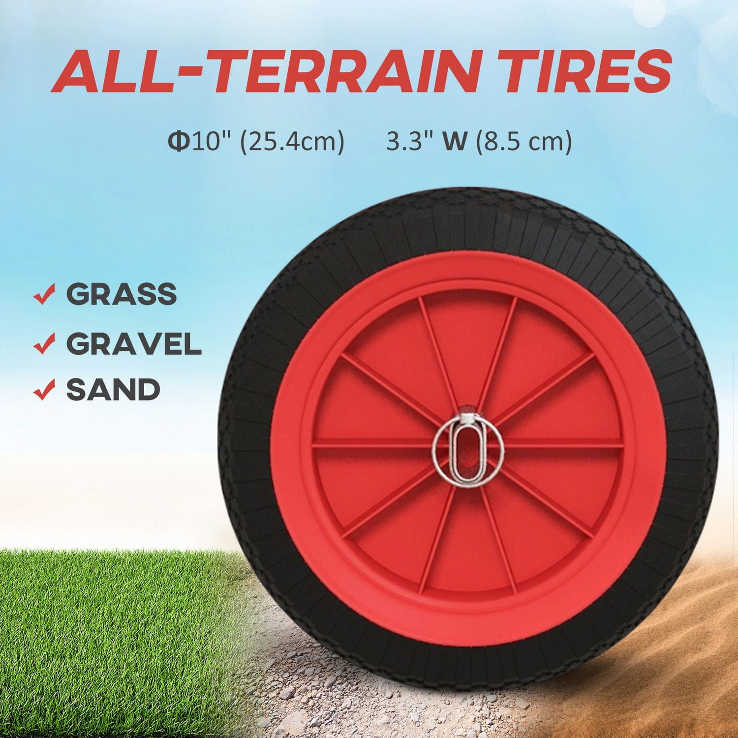 Soozier Kayak Cart with Adjustable Width and Large Wheels, Red