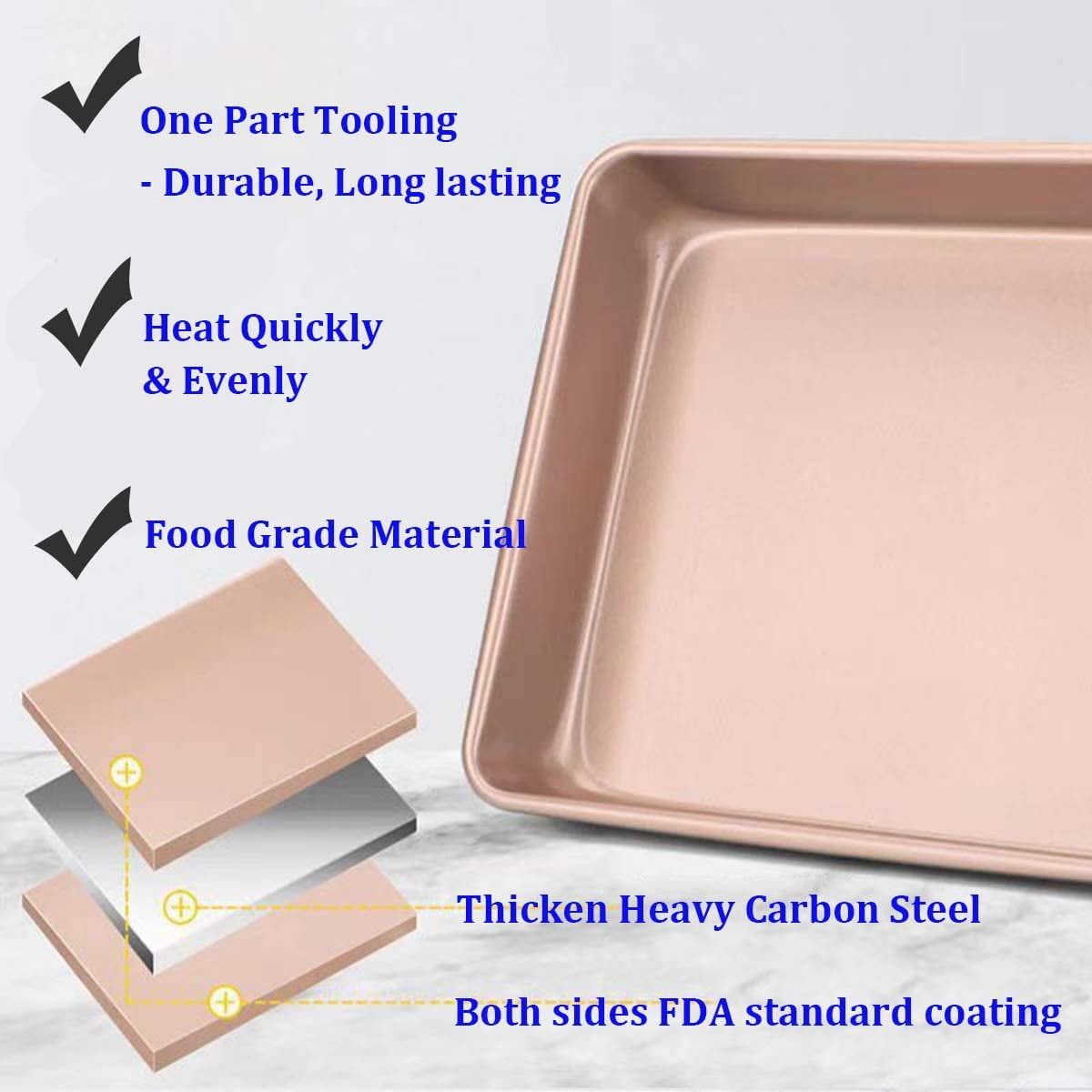 Extra Small Gold-Coated Nonstick Sheet Pan 6.5” x 9.5”x 1” (3 Pack
