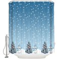 thumbnail image 3 of Polyester Fabric Navy Blue Snowman Christmas Shower Curtain, Winter Snowflake Xmas Tree, Waterproof Bathtub Curtain Bathroom Decor Set with Hooks 66 x 72 Inches,, 3 of 6