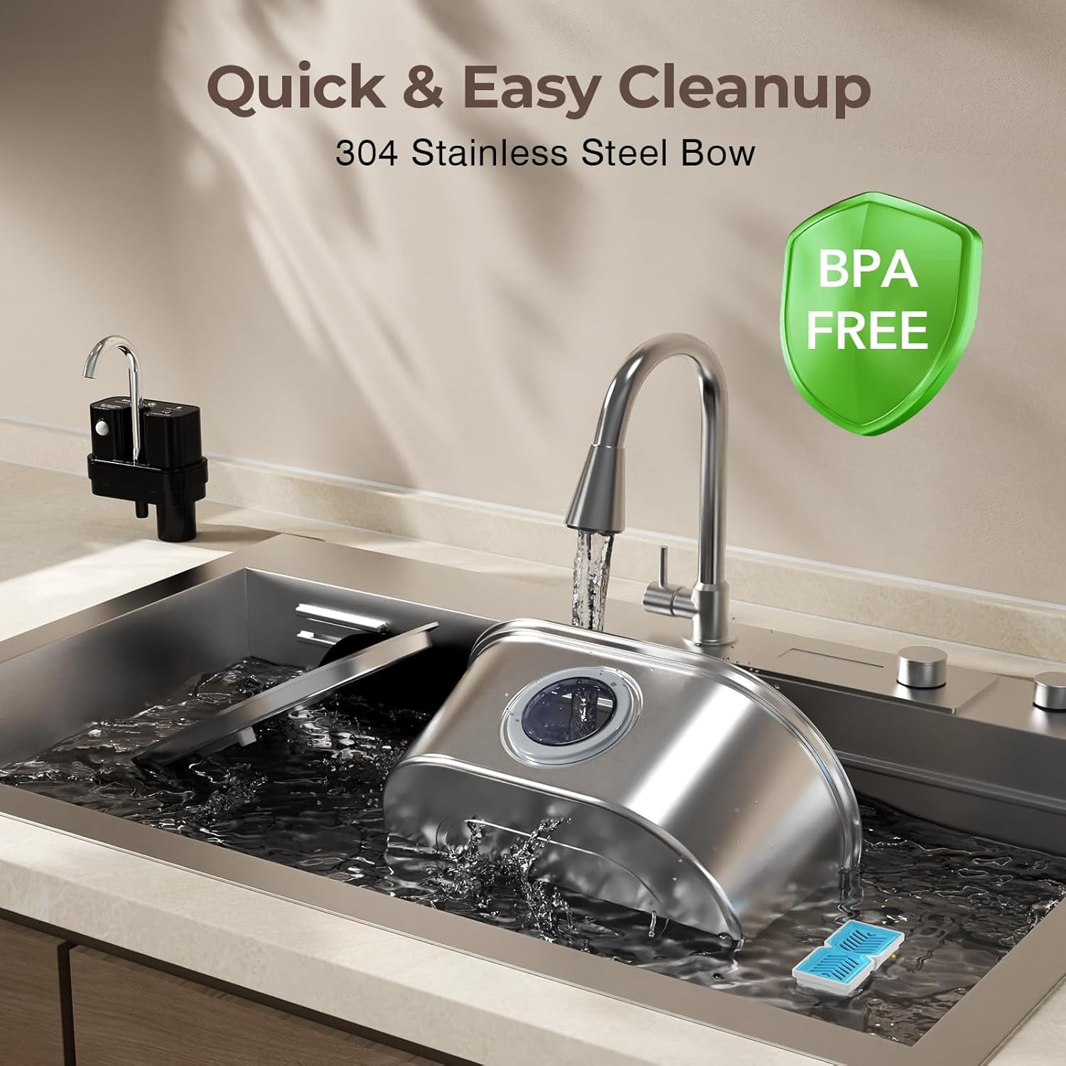 Stainless Steel Cordless Battery Operated Pet Water Fountain, 108oz/3.2L Quiet Pump, BPA-Free with 3 Filters, Easy to Clean for Indoor Cats