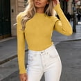 thumbnail image 3 of Lenpel Womens Long Sleeve Tops Fall Ribbed Knit Mock Neck Pullover Sweaters Casual Slim Fit Basic Blouses, 3 of 4