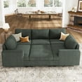 thumbnail image 1 of HONBAY Canapé Sectionnel avec Ottomane de Rangement, Sofa Sectionnel en Velours Côtelé avec Méridienne pour Ensembles de Meubles de Salon, Vert, 1 of 9