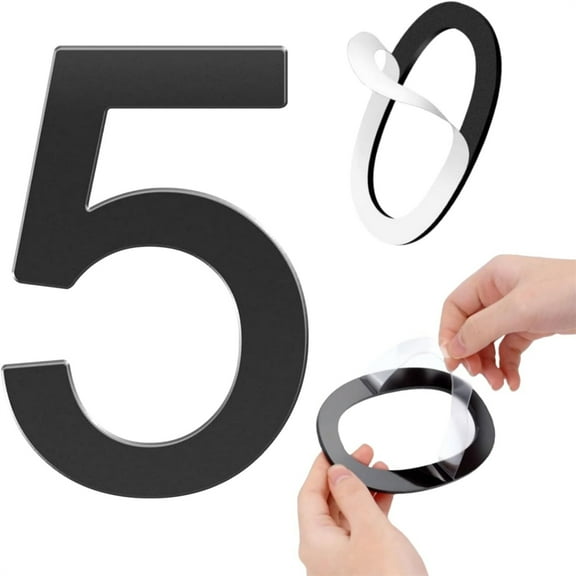 Self-adhesive 5 Inch Acrylic House Numbers - Modern Black Mailbox Numbers for Outside Address