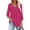 Hot Pink, variant on Ronuti 3/4 Length Sleeve Womens Tops Crew Neck Pleated Blouses For Women Dressy Casual Tunic Shirts
