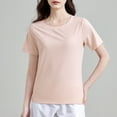 thumbnail image 6 of Youyipin Womens Tops Women's Lightweight And Soft Bamboo Viscose T-Shirt Curved Hem Crew Neck Smooth Trendy Sleep Lounge Summer Tops For Women, 6 of 9