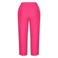 thumbnail image 5 of SELONE Pink Womens Vacation Pants Mid Waist Plus Size Lounge Pants Cropped Trouser Pants Loose Casual Beach Pants Pull on Solid Soft Straight Leg Lightweight Comfy 5XL Breathable Summer Clothes, 5 of 5