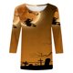 thumbnail image 4 of Ichuanyi liquidación de la moda femenina de tres cuartos de manga retro redonda de cuello redondo halloween tops suelto blusa tres cuartos de manga ICHUANYI WER202308216802, 4 of 5