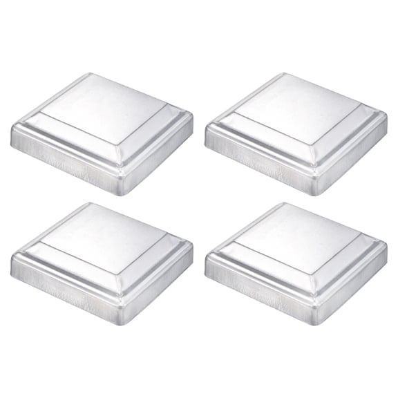 Uxcell 4 Pack Fence Post Cap Fit 4" x 4" OD Pipe, Galvanized Steel Deck Post Cover Square Decking Caps for Mailbox Outdoor Chain Link Wood/Metal Fence Deck Railing, Silver