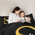 thumbnail image 4 of Homewish Initial S Letter Bedding Comforter Set 7 Pieces, Butterfly Rose Floral Full Bedding Set, Black Gold Sequin Print Reversible Fitted Sheet Flat Sheet, Lightweight Room Decor, 4 of 7