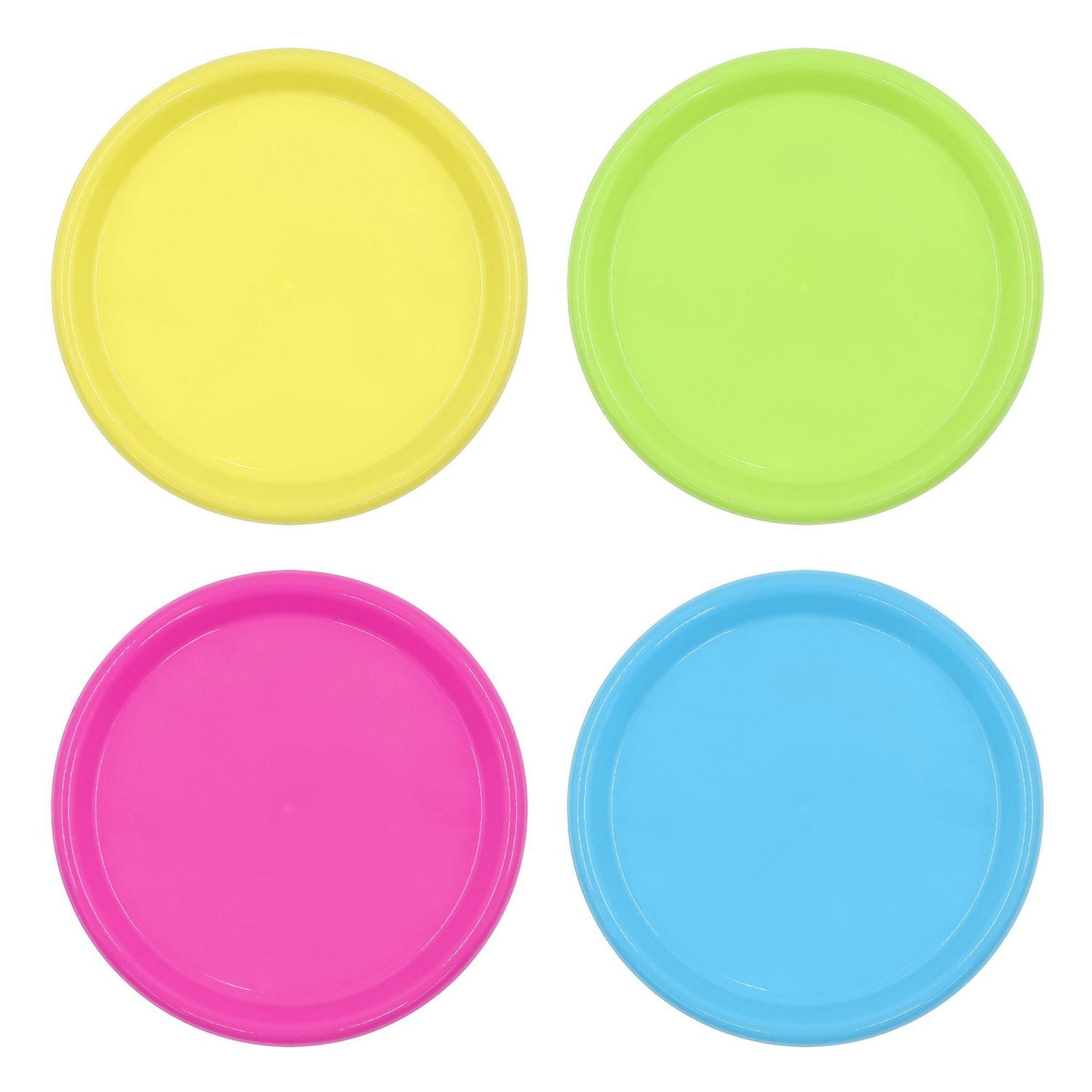 Mainstays Assorted Colour Plastic Plate Set, 4pc, 50% Recycled Material