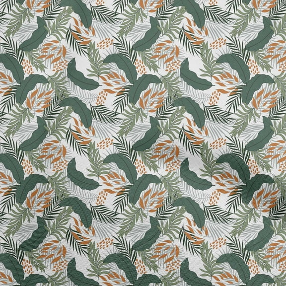oneOone Polyester Spandex White Fabric Tropical Leaf Quilting Supplies Print Sewing Fabric By The Yard 56 Inch Wide