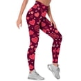 thumbnail image 3 of TWZH Women Cute Peach Heart Print High Waisted Butt Lifting Yoga Legging, 3 of 5