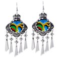 thumbnail image 1 of Pendientes colgantes de borlas con bordado multicolor estilo boho retro para mujer Azul, 1 of 9