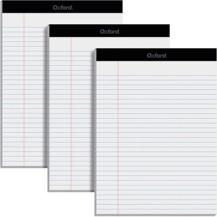 8.5x11 Inch White Legal Pads 12 Pack - Wide Ruled Double-Sided, 50 Perforated Sheets for Business Office College