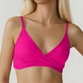 thumbnail image 2 of VNKIDY Womens Thin Spaghetti Strap Front Twist Solid Color V Neck Bikini Top Summer Seaside Regular Fit Quick Dry Swim Bath Tops For Ladies Hot Pink M, 2 of 5