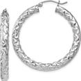 thumbnail image 1 of Sterling Silver Rhodium-Plated Textured 4X35mm Hoop Earrings (37 X 37) Made In Mexico qe11510, 1 of 5