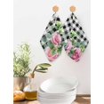 thumbnail image 2 of Spring Pink Roses Kitchen Dish Towels for Drying Dishes Set of 3, Pastoral Eucalyptus Black White Plaid Waffle Weave Microfiber Hand Tea Bathroom Towels Quick Dry & Absorbent Towel 12x12, 2 of 7