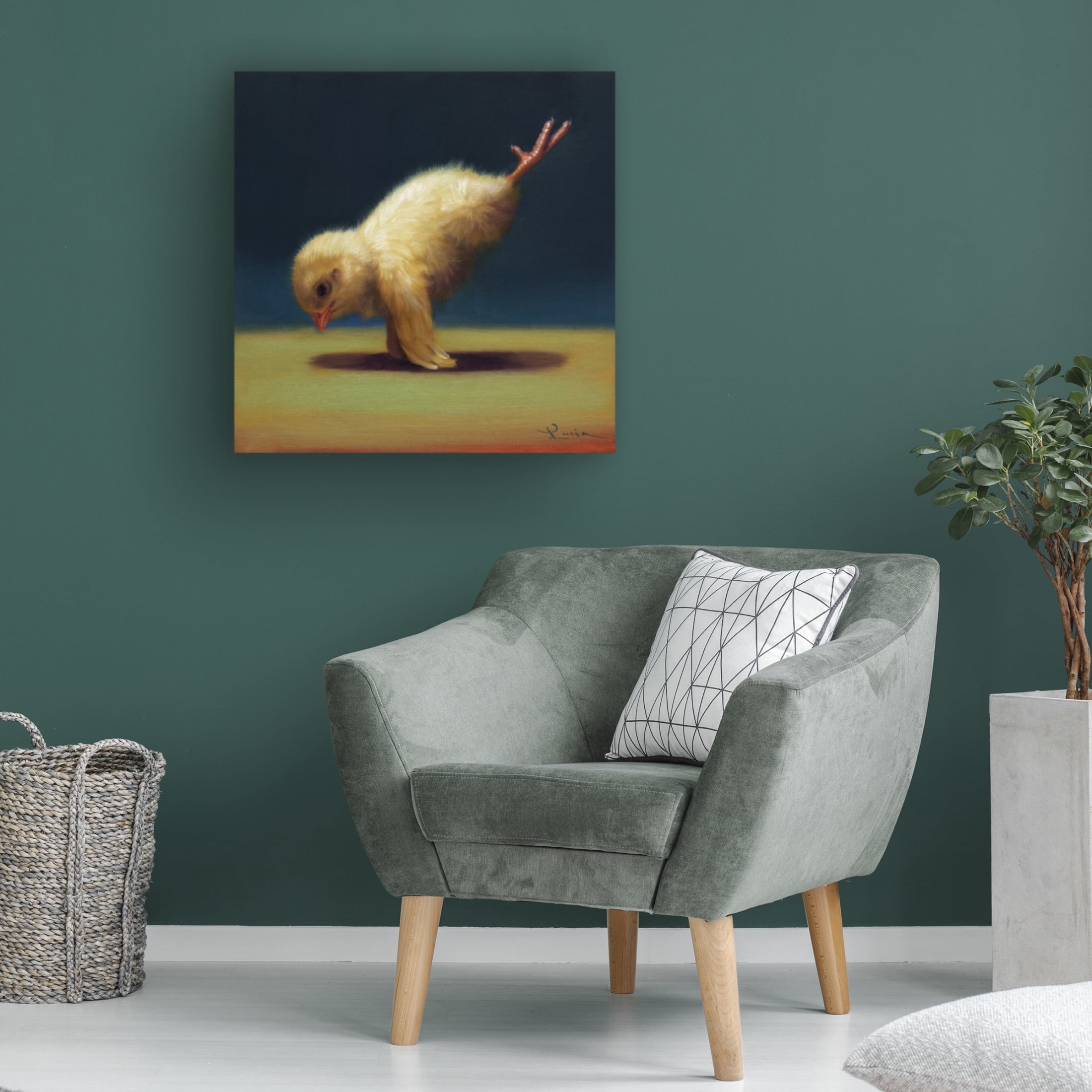 Canvas Wall Art - Lucia Heffernan 'Yoga Chick Peacock' Wall Art for Living Room, Bedroom, or Office Décor by Trademark Fine Art - 18 x 18 Inches