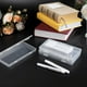 thumbnail image 3 of Paquete de 3 Mini Cajas de Plástico Transparente para Almacenamiento, Organizador Rectangular Pequeño Vacío con Tapa Abatible para Recoger Cuentas., 3 of 5